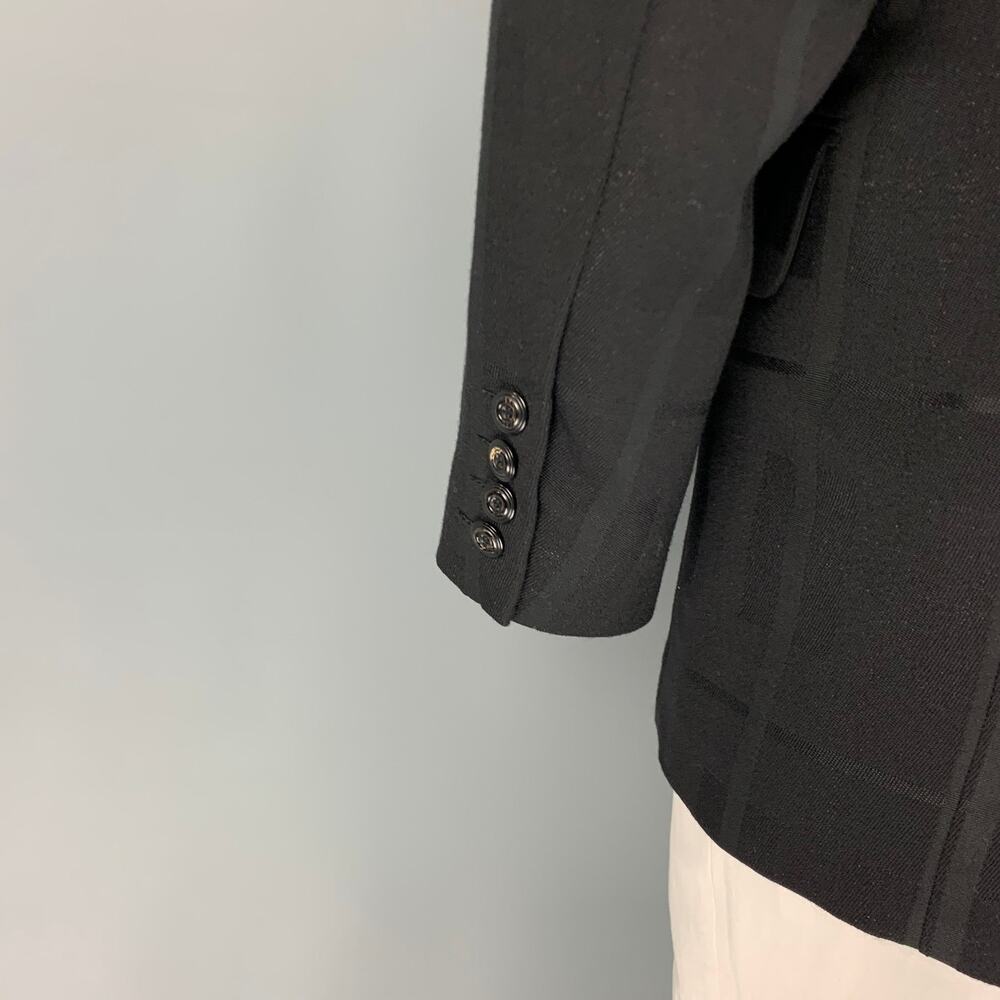 MONSIEUR NICOLE Size M Black Silver Window Pane Double Breasted Sport Coat - Picture 4 of 7